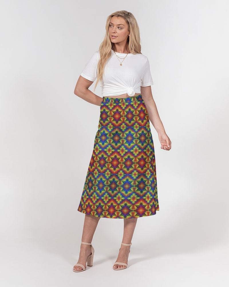 Carnival Kaleidoscope Women's All-Over Print A-Line Midi Skirt