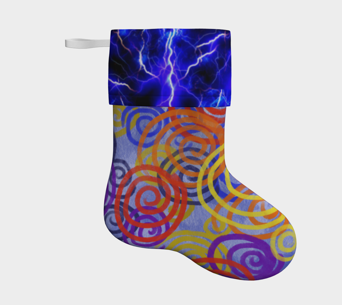 Colorful Spirals and Lightning Christmas Stocking