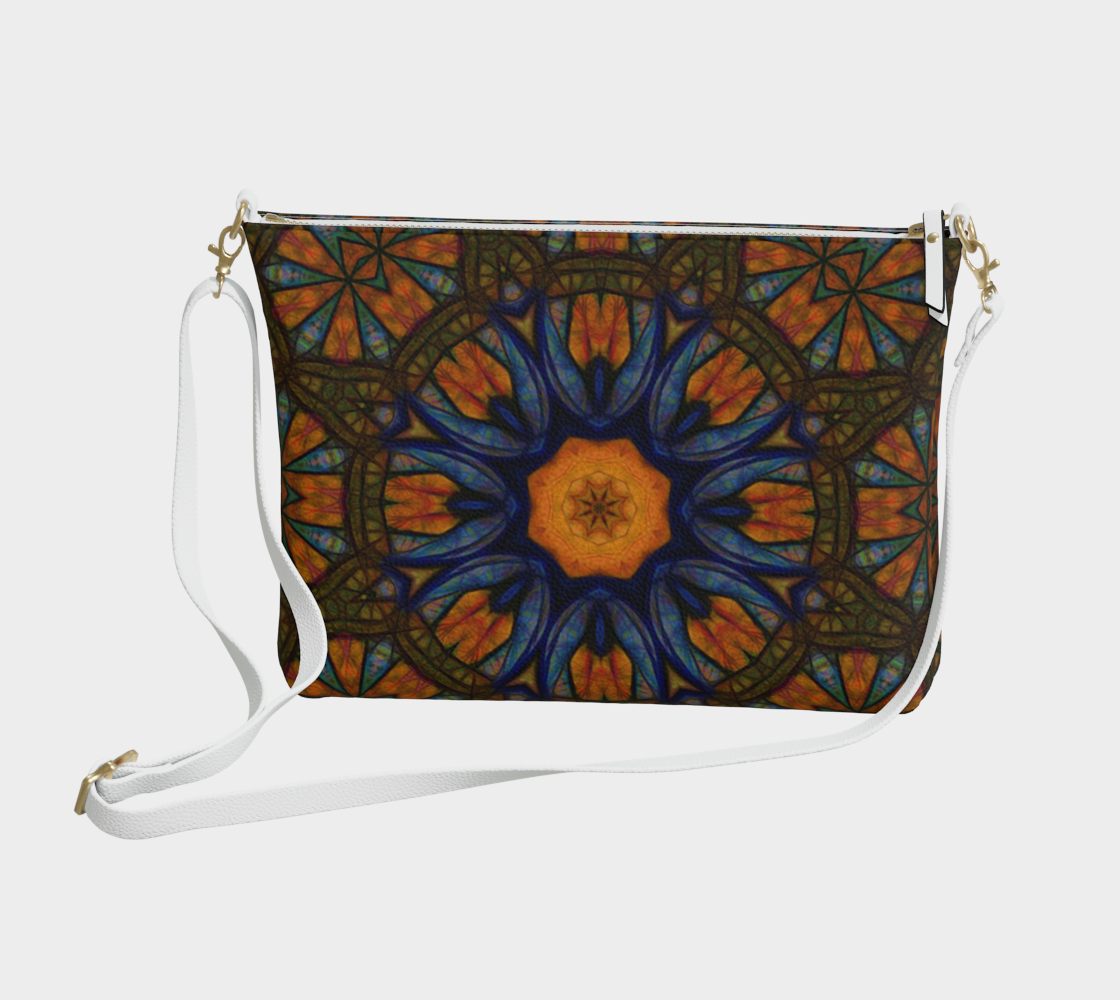 Blue Orange Sketchy Kaleidoscope Vegan Crossbody Purse