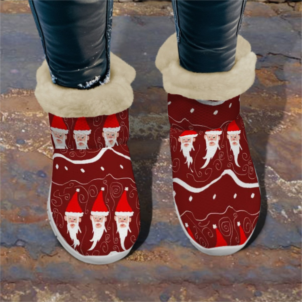 Snow Boots Bearded Santa Pattern