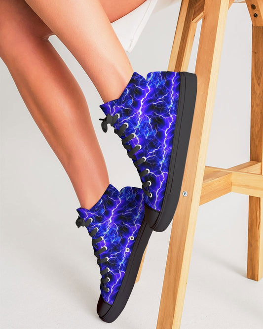 Blue Lightning Women's Hightop Canvas Shoe - Black