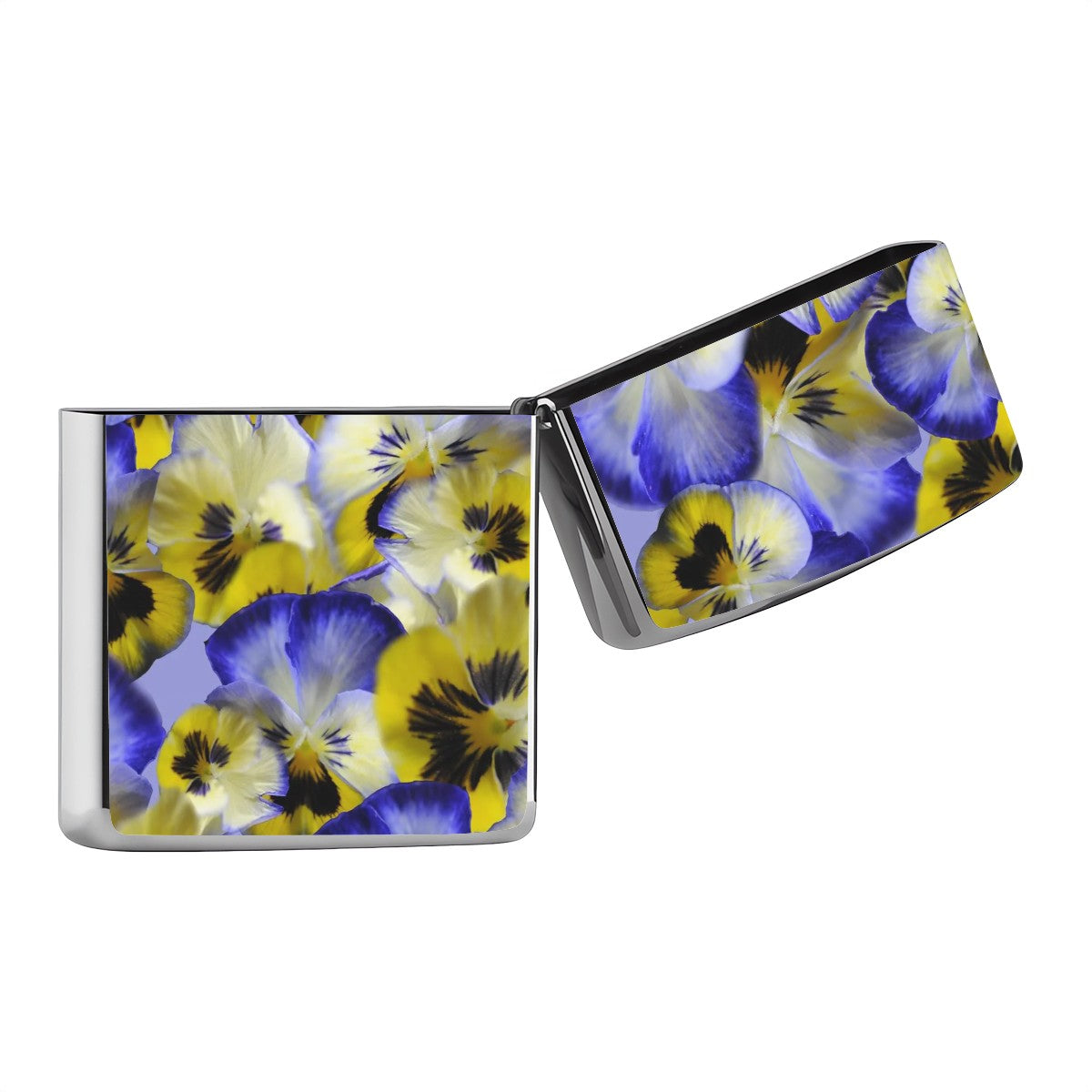 Metal Lighter Case Blue and Yellow Pansies