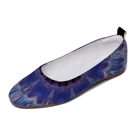 Blue Cathedral Kaleidoscope Custom Unisex Flat Shoes Leather Shoes Comfortable Round Toe Slip