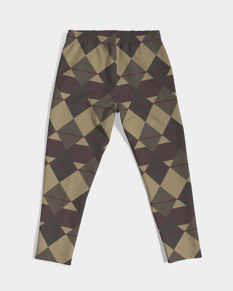 Checkered Brown Plaid Argyle Men's All-Over Print Joggers