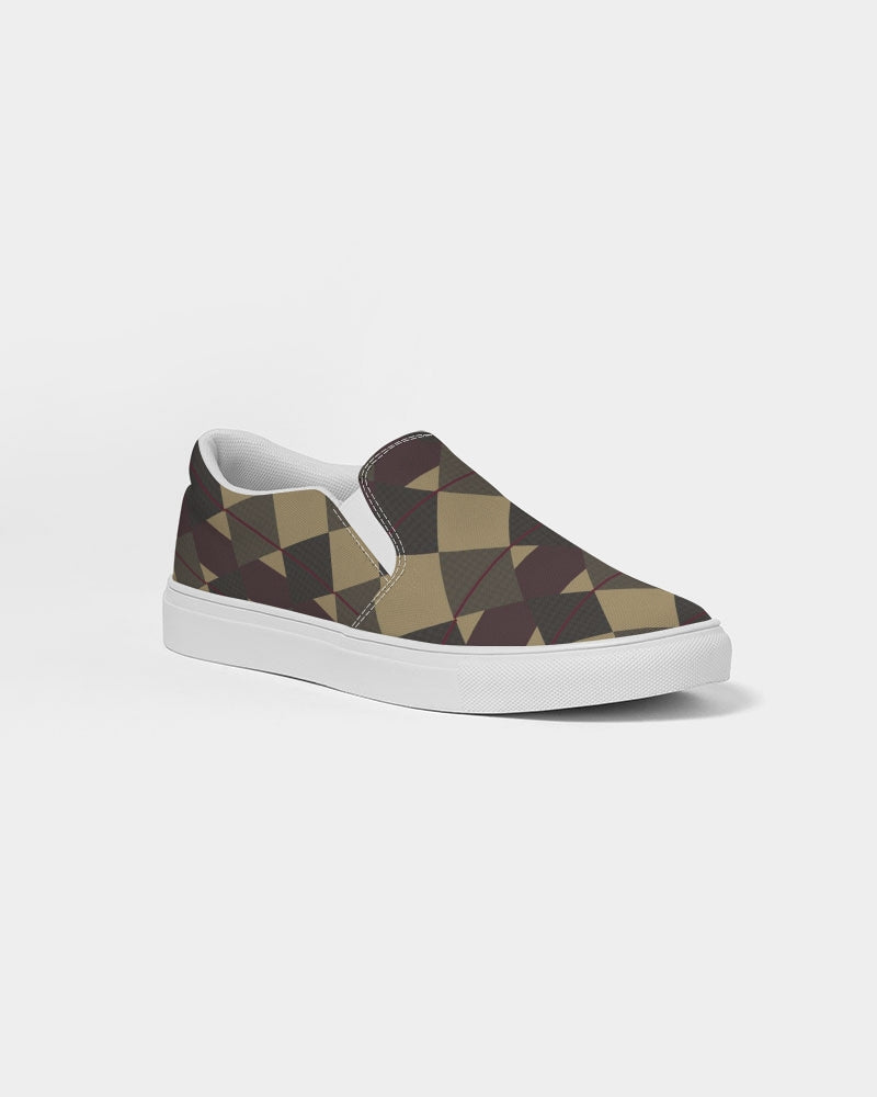 Checkered Brown Plaid Argyle Women's Slip-On Canvas Shoe