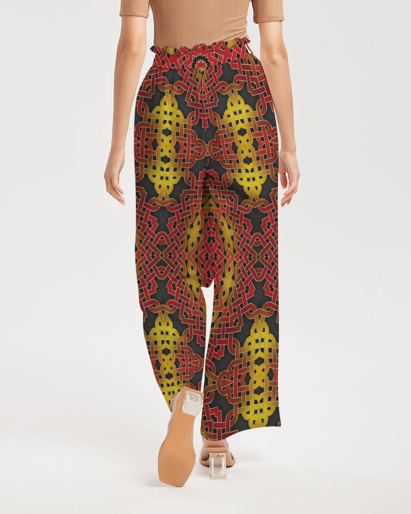 Celtic Orange Spiral Women's All-Over Print High-Rise Wide Leg Pants