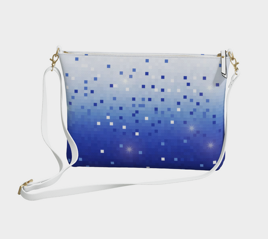 Blue Square Confetti Vegan Crossbody Purse