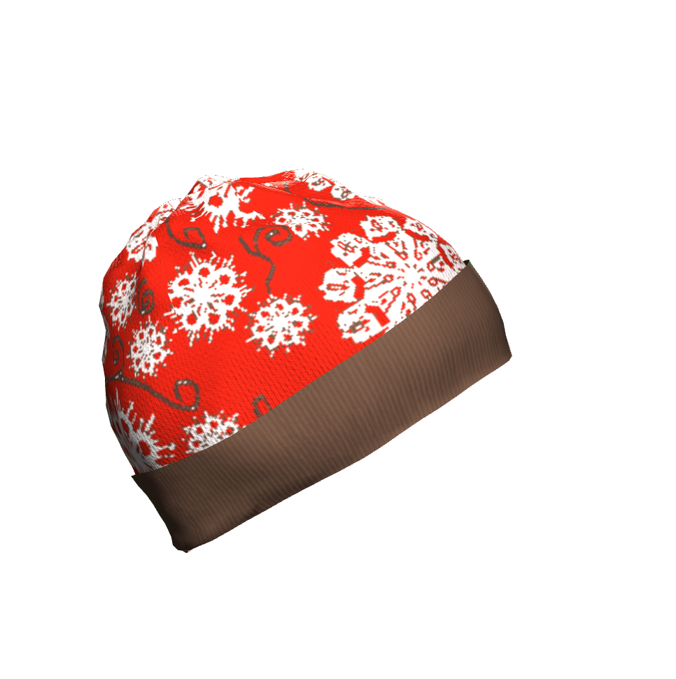 Snowflakes On Red Knit Cap