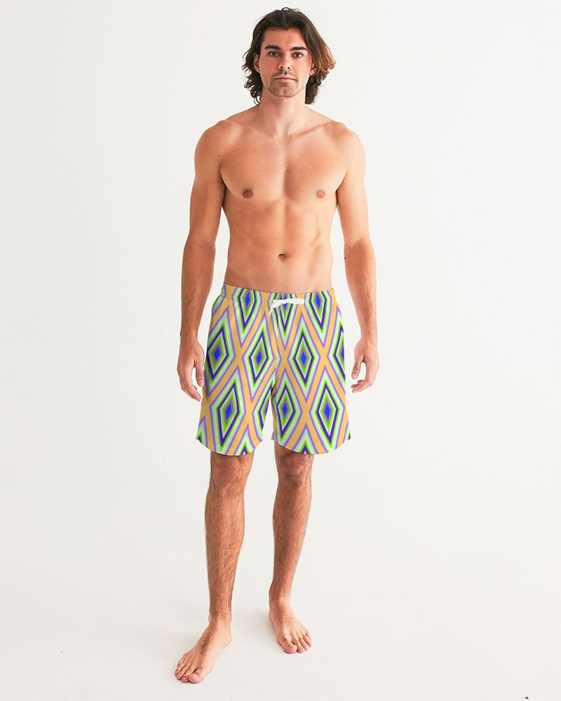 Colorful Diamonds Variation 1 Men's All-Over Print Swim Trunk