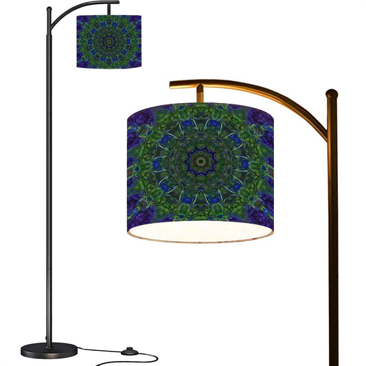 Arc Floor Lamp (Made in USA) Blue Green Ribbon Kaleidoscope