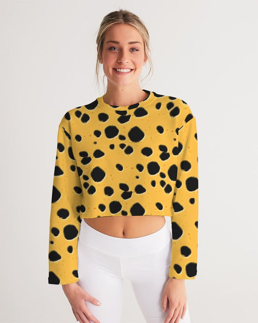 Cheese Women's All-Over Print Cropped Sweatshirt