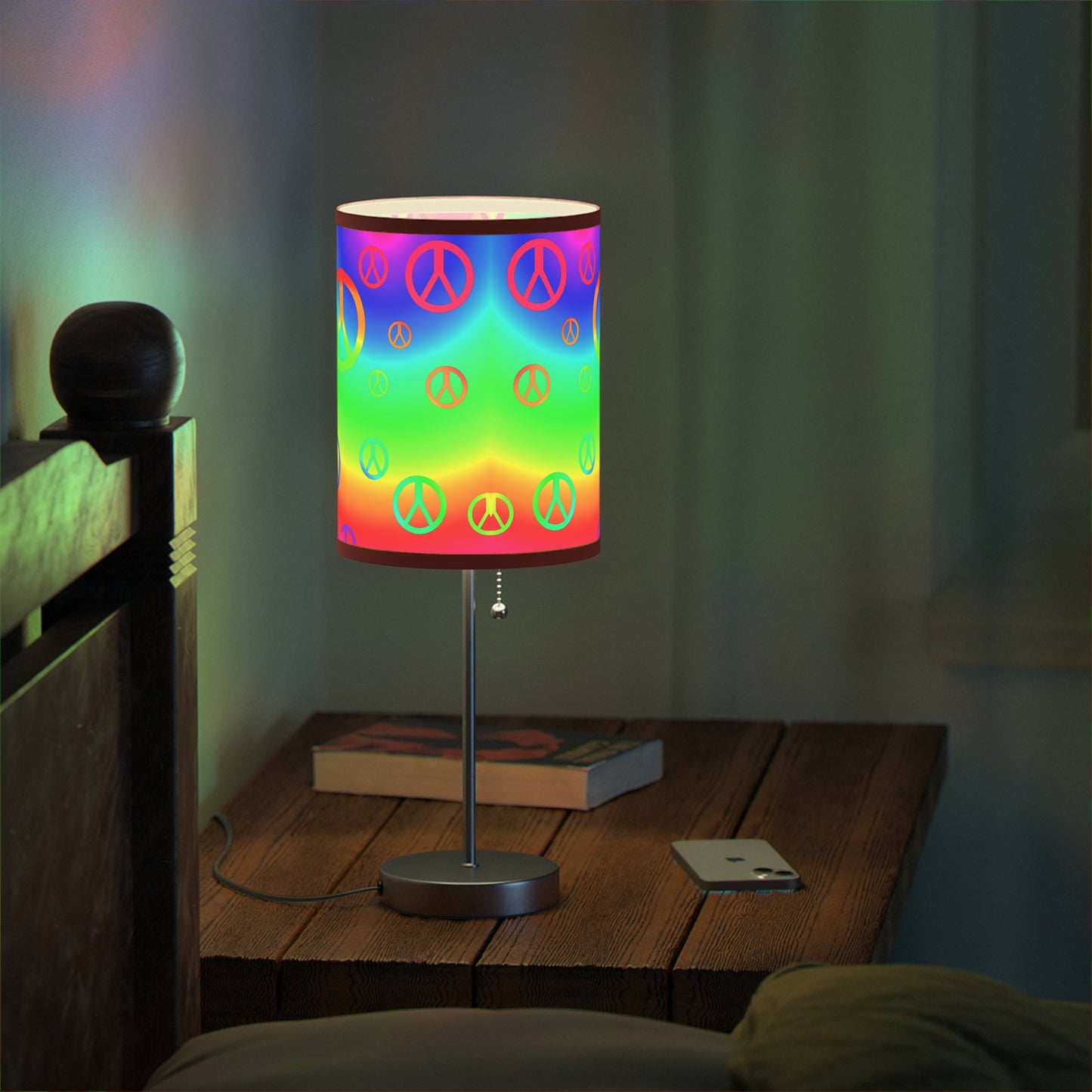 Rainbow Peace Sign Lamp on a Stand, US|CA plug