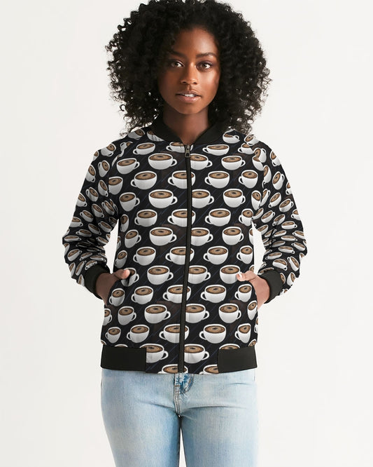 Coffee Pattern Women's All-Over Print Bomber Jacket