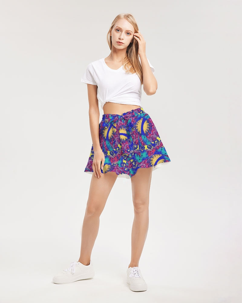 Caribbean Grafitti Women's All-Over Print Ruffle Shorts