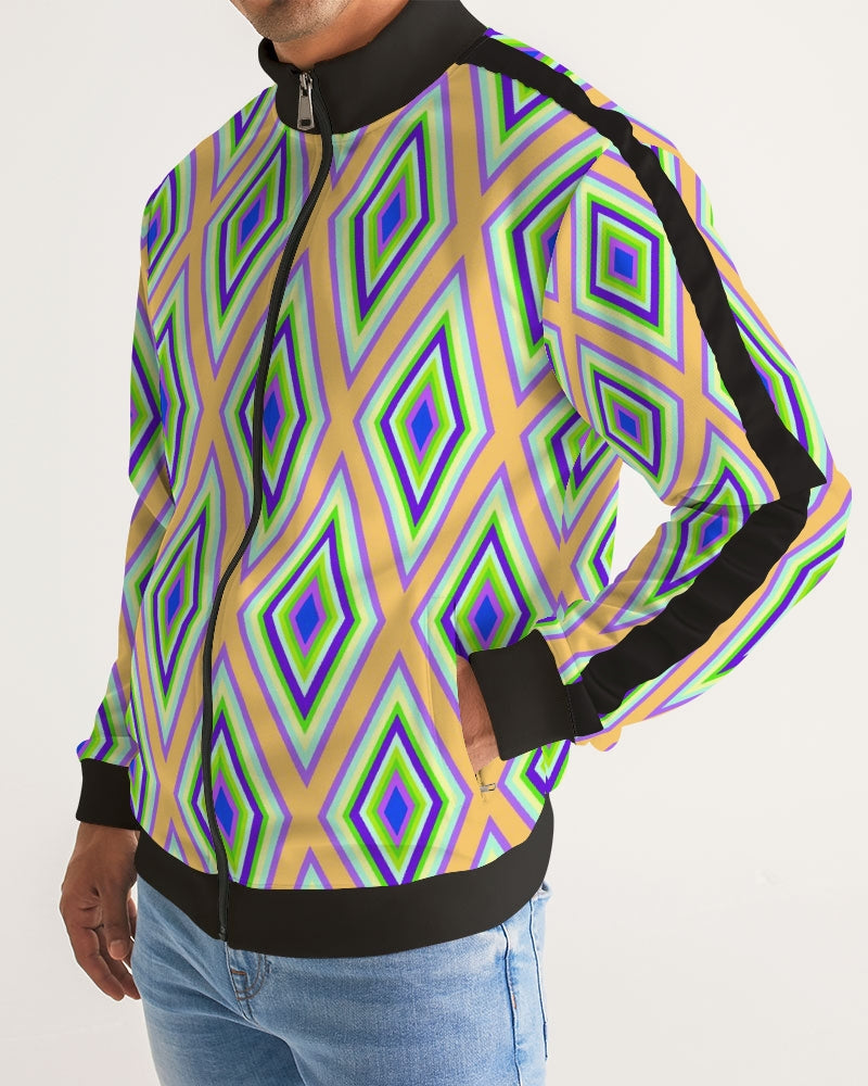 Colorful Diamonds Variation 1 Men's All-Over Print Stripe Sleeve Track Jacket