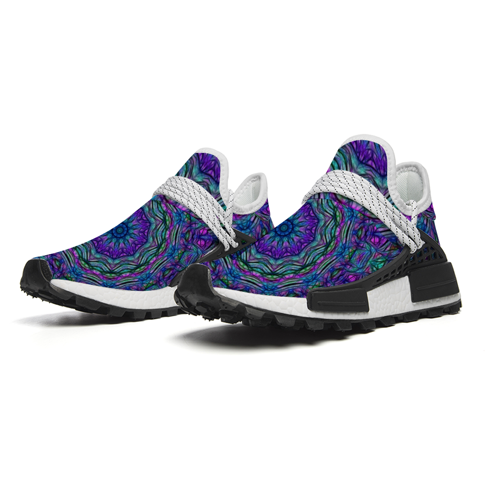 Blue Green Purple Kaleidoscope Custom Unisex Mid Top Breathable Non-slip Sneakers