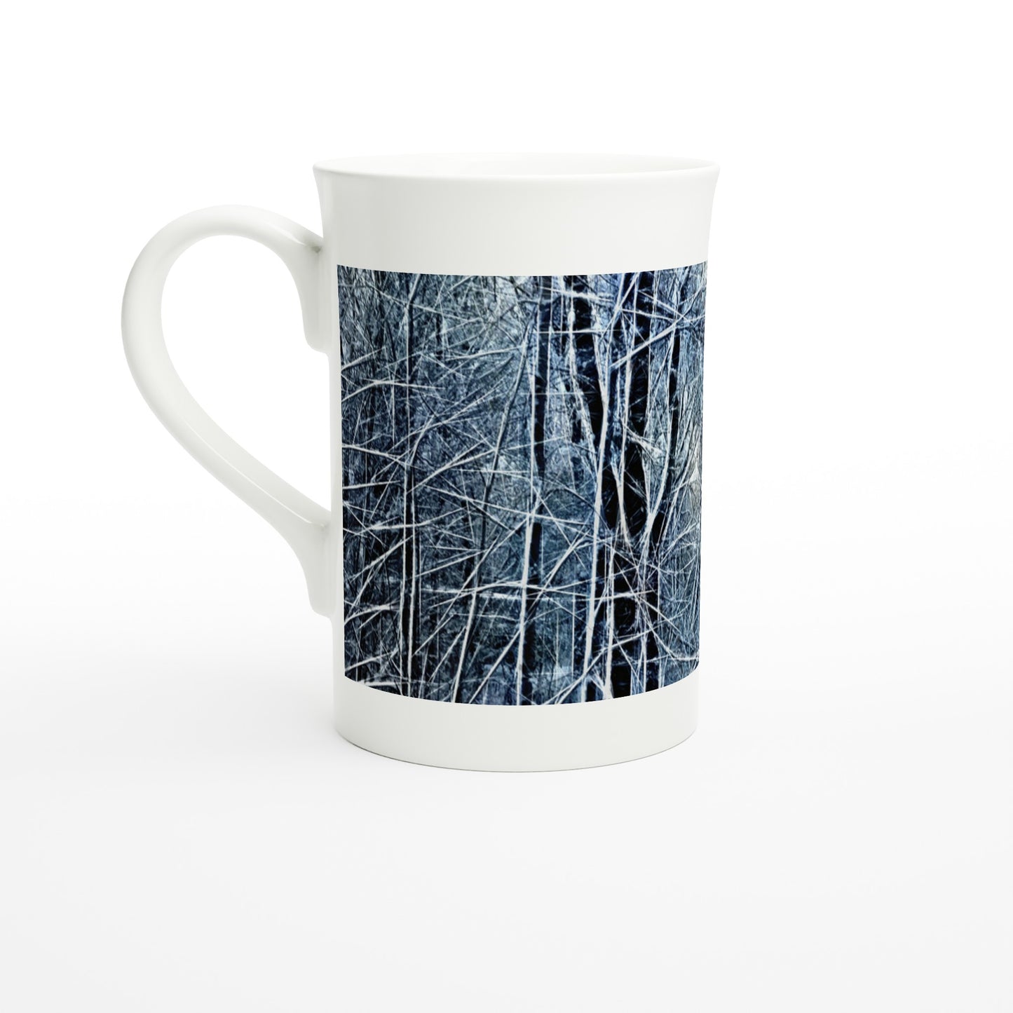 4 Oclock Winter Landscape White 10oz Porcelain Slim Mug