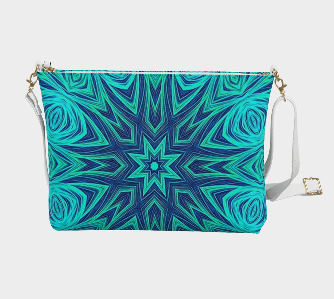 Blue Ice Crystal Fractal Vegan Crossbody Purse