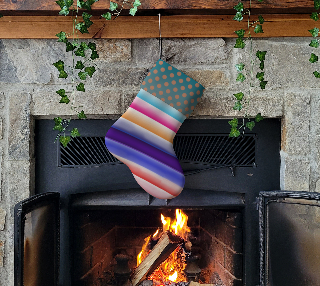 Cotton Candy Stripe and Polkadots Christmas Stocking