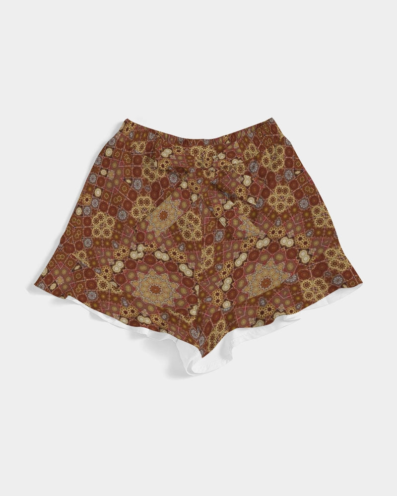 Checkered Star Geometry Women's All-Over Print Ruffle Shorts