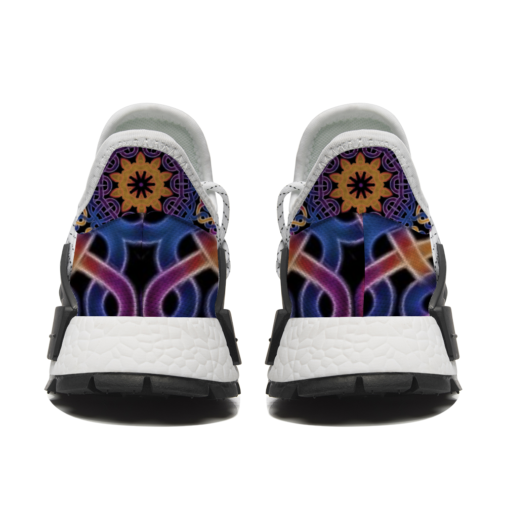 Blue Gold Celtic Kaleidoscope Custom Unisex Mid Top Breathable Non-slip Sneakers