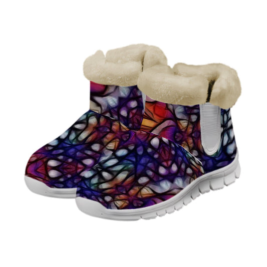 Snow Boots Blue Red Purple Floral Kaleidoscope