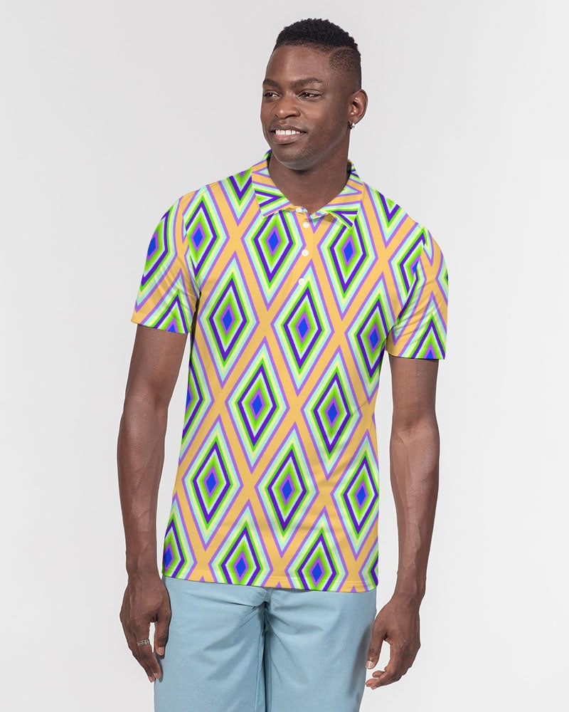 Colorful Diamonds Variation 1 Men's All-Over Print Slim Fit Short Sleeve Polo