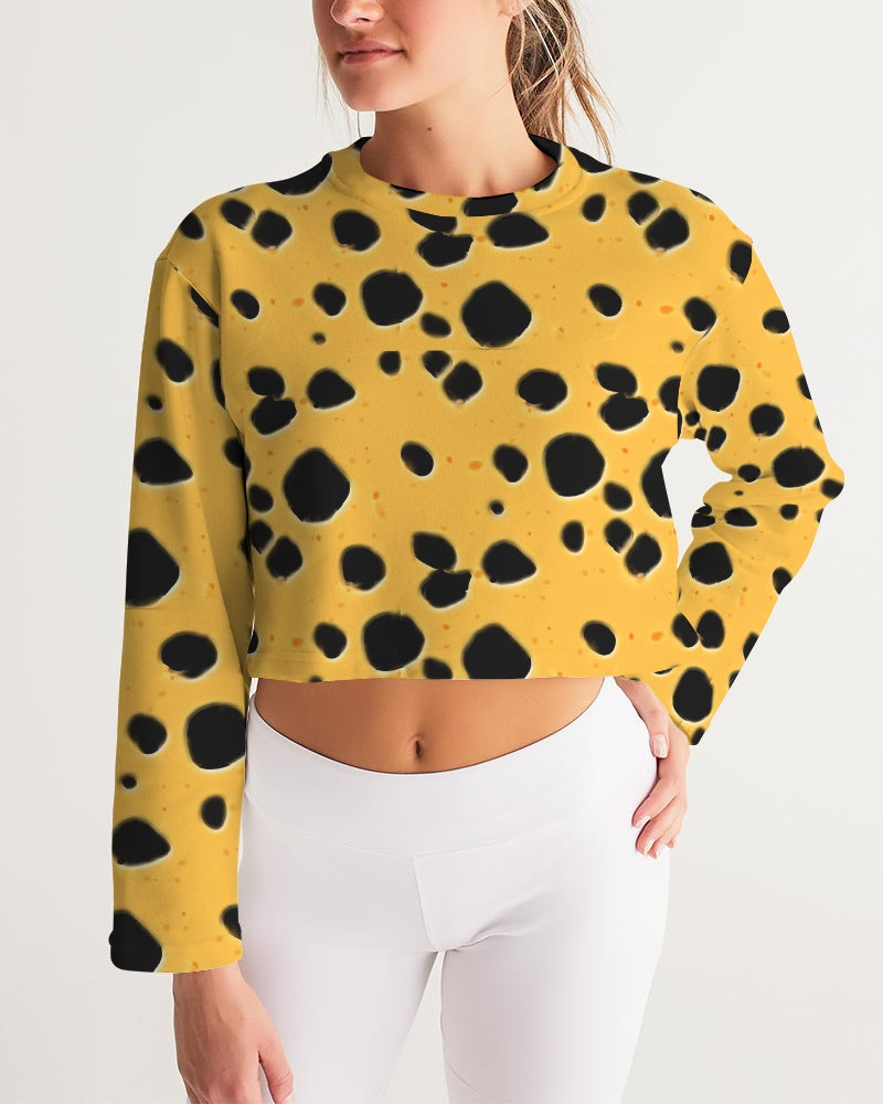 Cheese Women's All-Over Print Cropped Sweatshirt