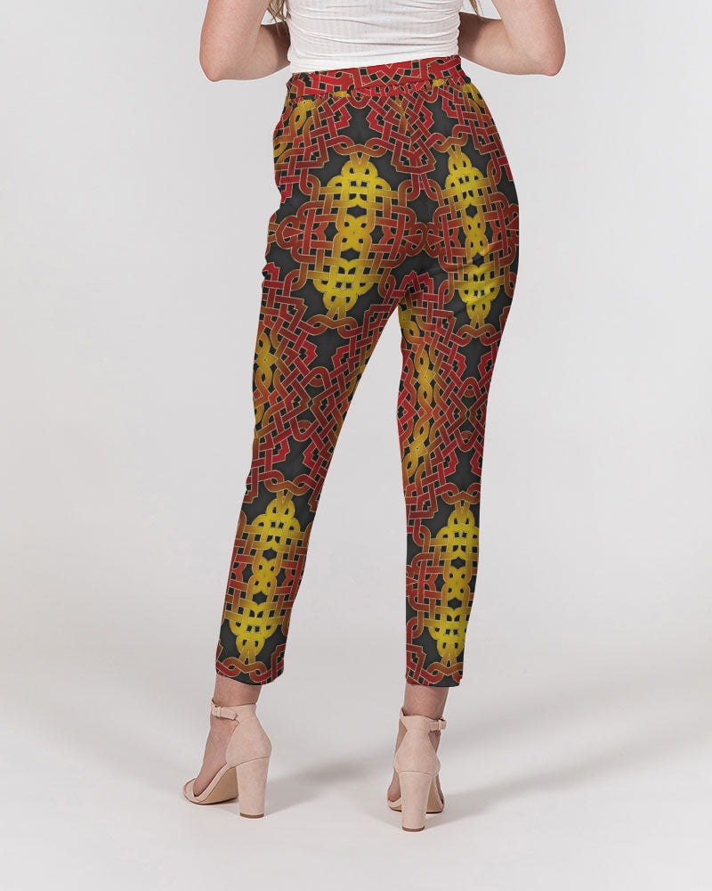 Celtic Orange Spiral Women's All-Over Print Belted Tapered Pants