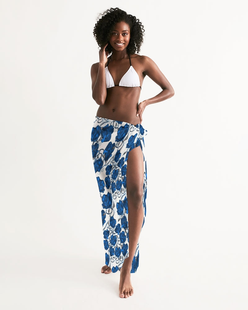 Blue Roses All-Over Print Swim Cover Up