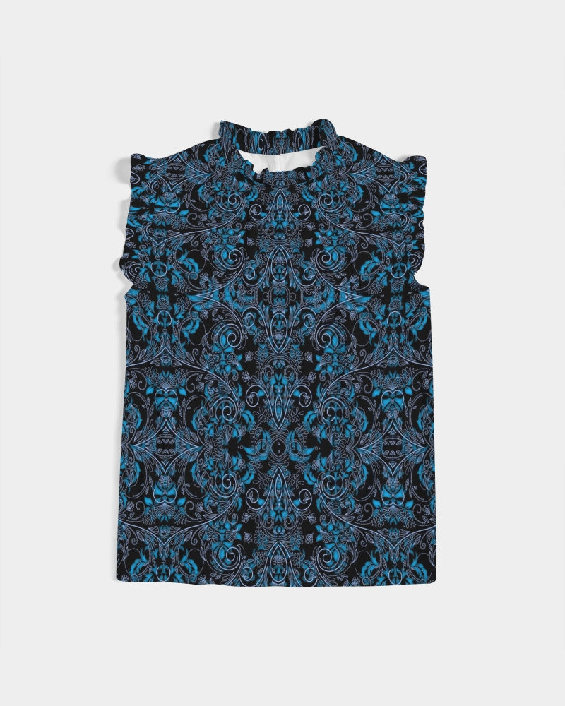 Blue Vines and Lace Women's All-Over Print Ruffle Sleeve Top