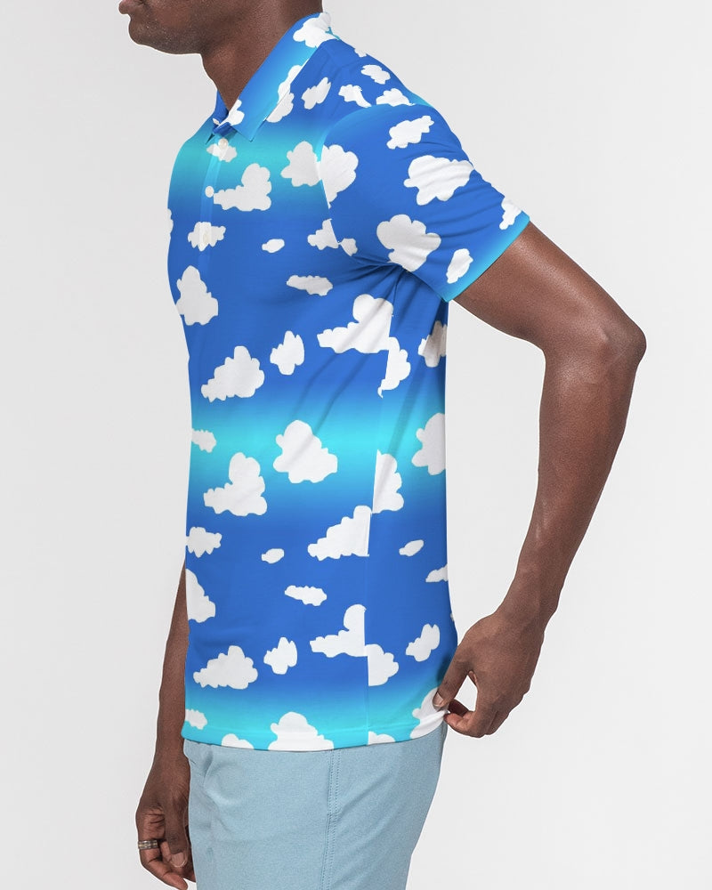 Clouds Pattern Men's All-Over Print Slim Fit Short Sleeve Polo