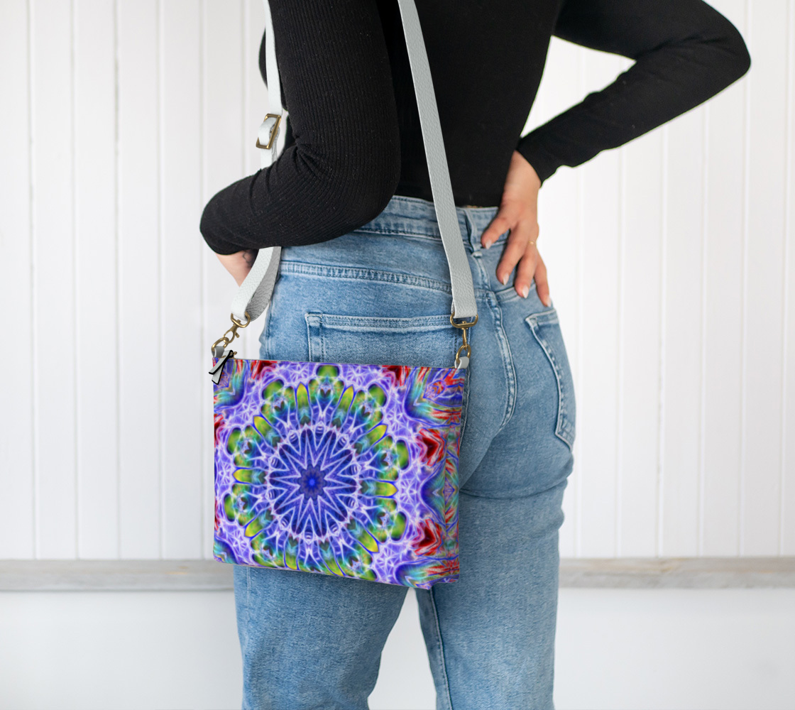 Blue Red Kaleidoscope Vegan Crossbody Purse