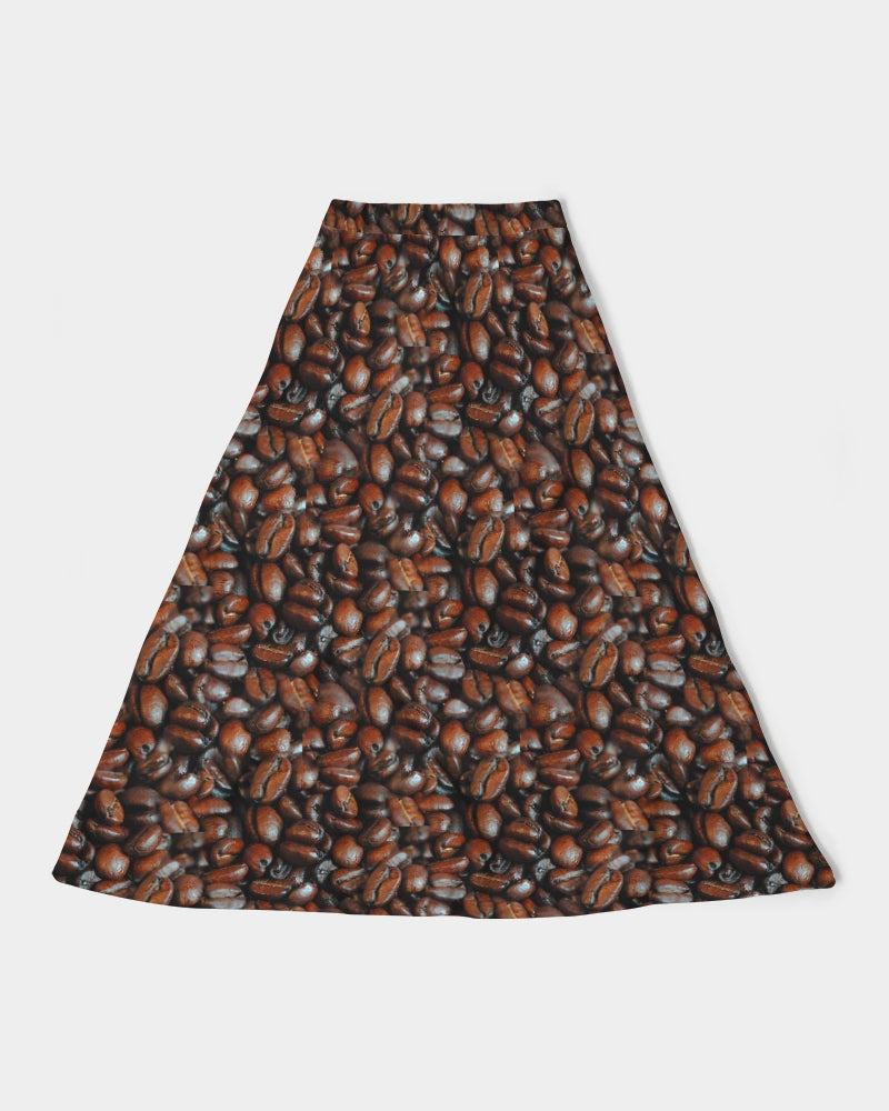 Coffee Bean Pattern Women's All-Over Print A-Line Midi Skirt