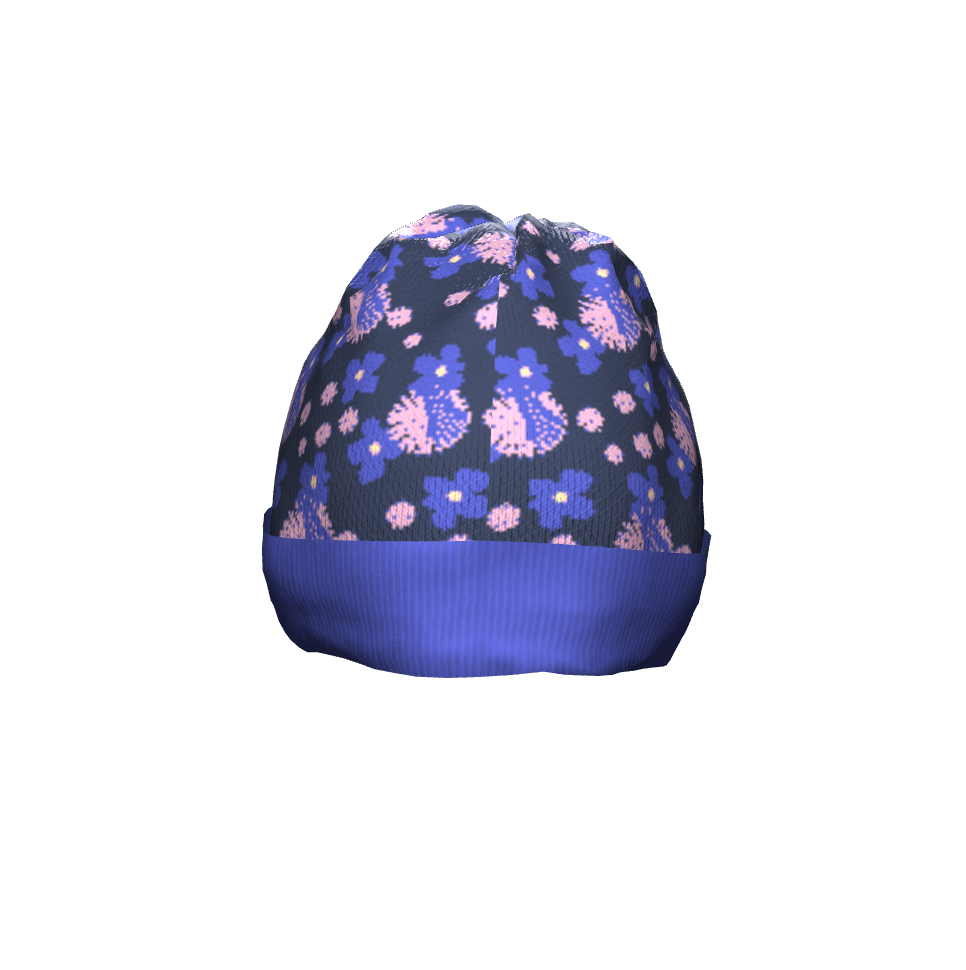 Pink and Blue Flowers Knit Cap