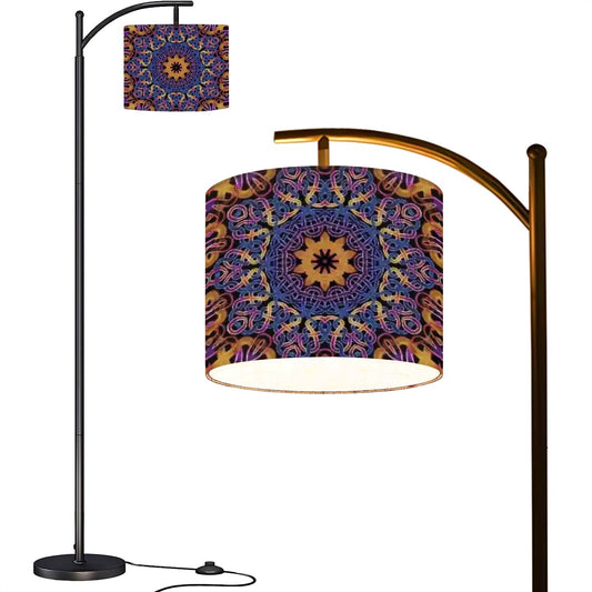 Arc Floor Lamp (Made in USA) Blue Gold Celtic Kaleidoscope