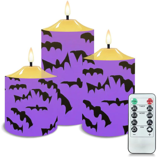 Flameless Candles Lamp Set of 3 Bats