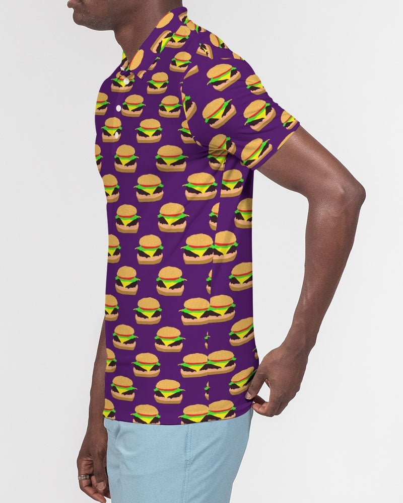 Cheeseburger Pattern Men's All-Over Print Slim Fit Short Sleeve Polo