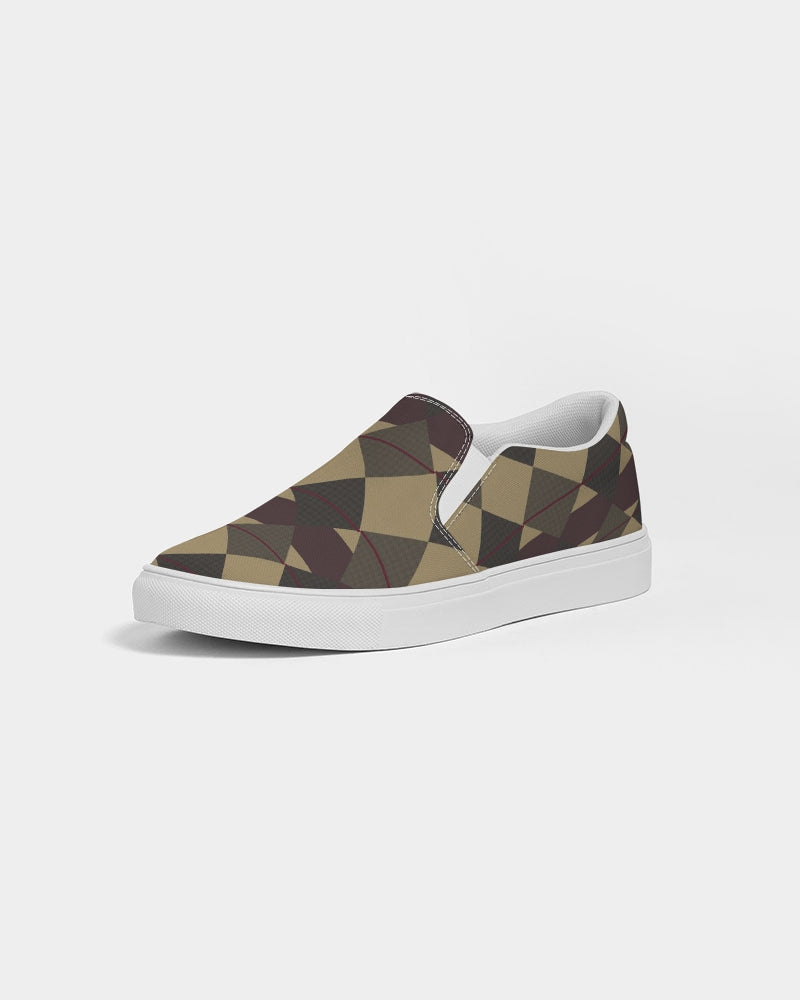 Checkered Brown Plaid Argyle Women's Slip-On Canvas Shoe