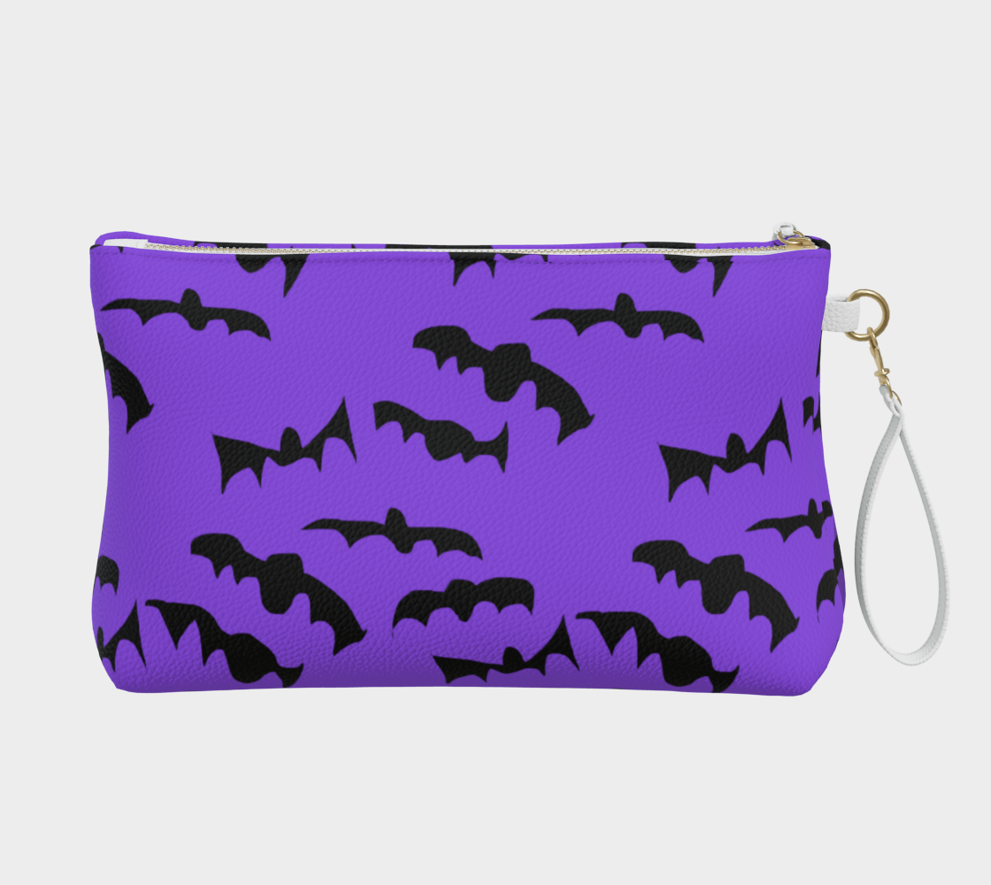 Bats Pattern Vegan Leather Makeup Bag