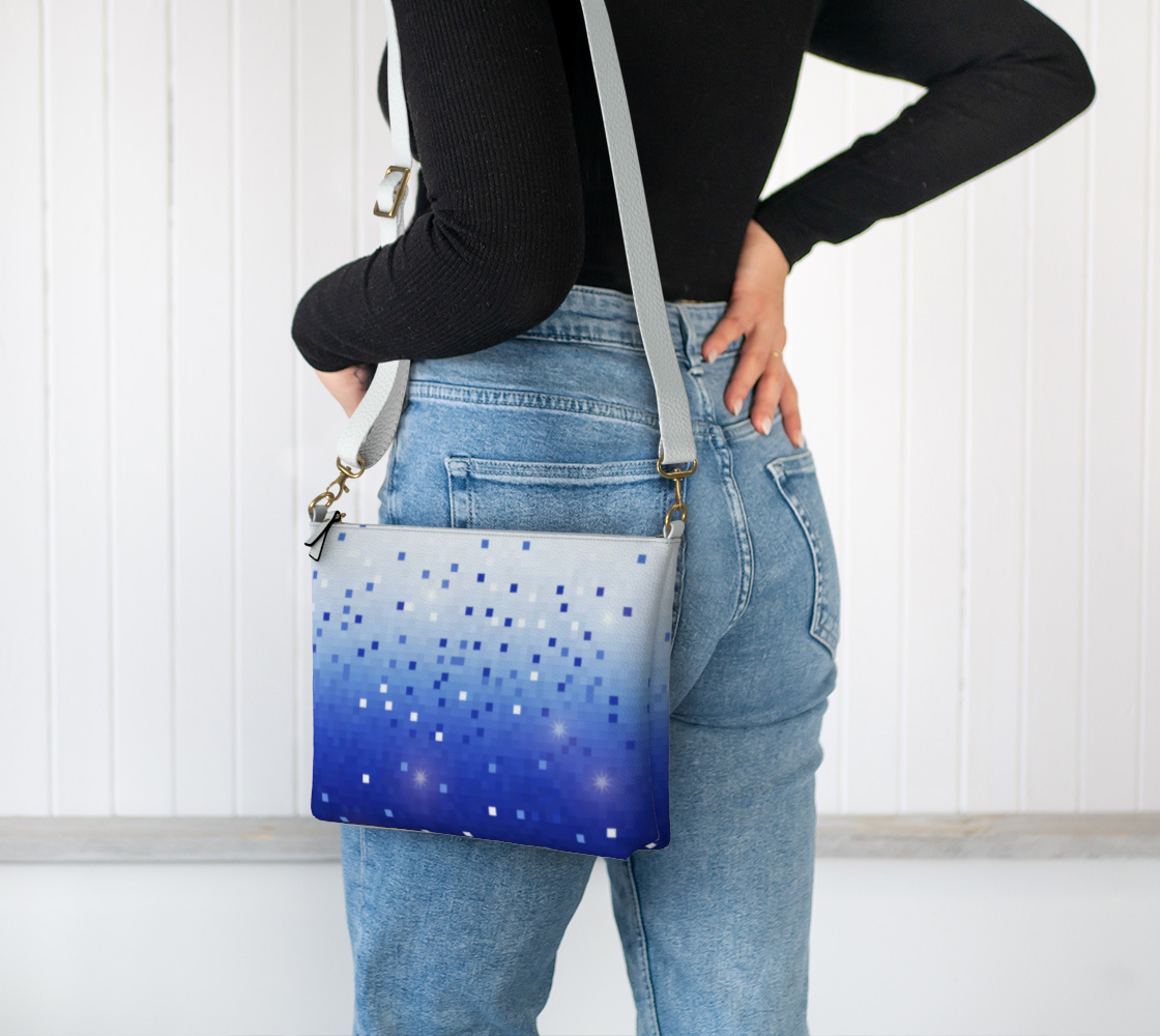 Blue Square Confetti Vegan Crossbody Purse