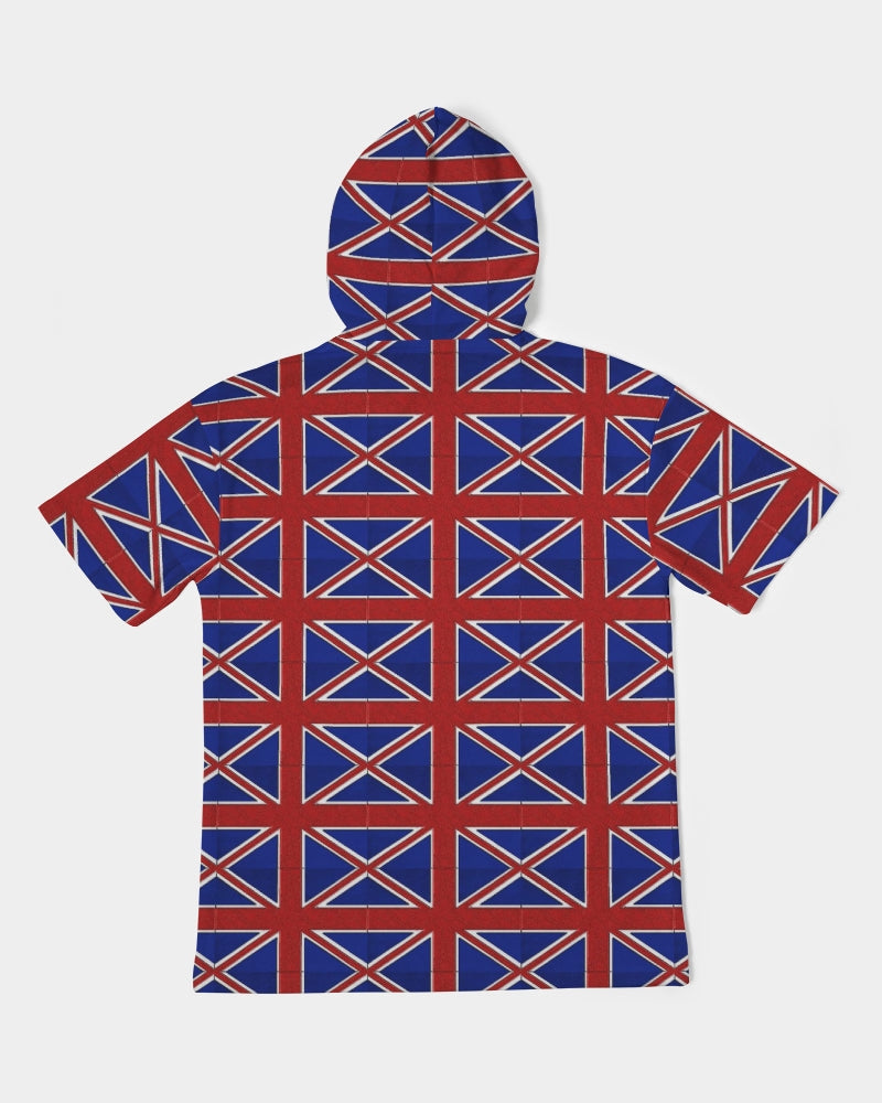 British Flag Pattern Men's All-Over Print Premium Heavyweight Short Sleeve Hoodie