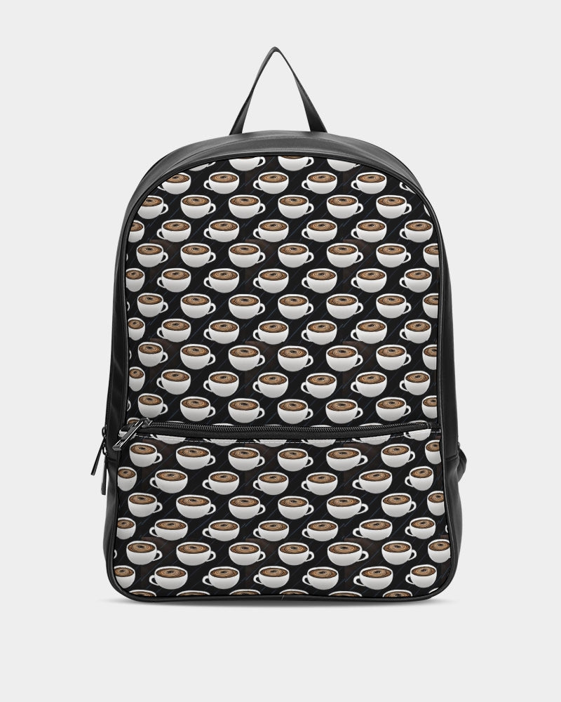 Coffee Pattern Classic Faux Leather Backpack