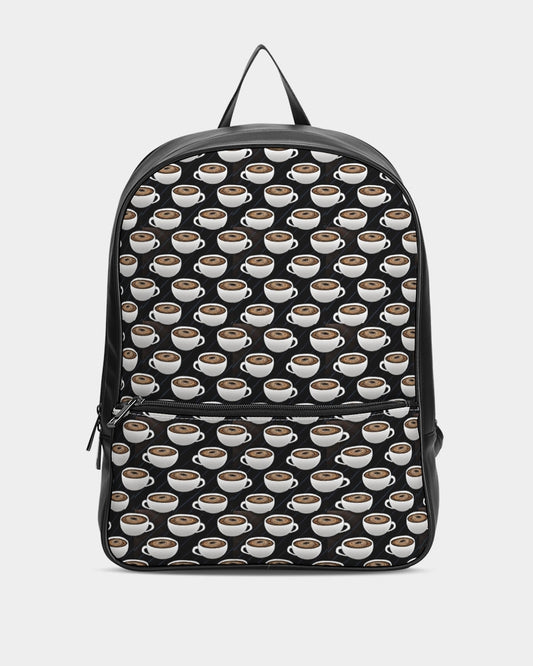 Coffee Pattern Classic Faux Leather Backpack