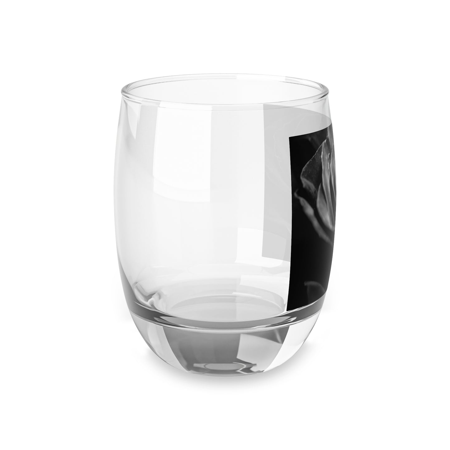 Dark Black and White Rose Whiskey Glass