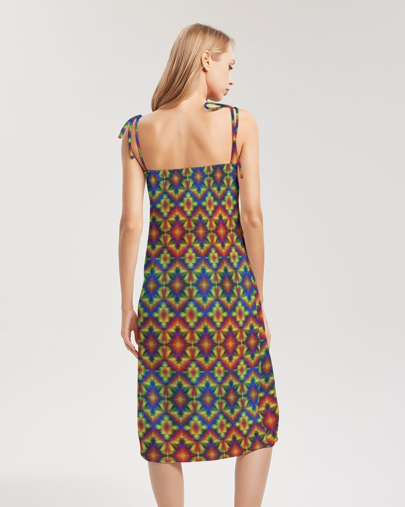 Carnival Kaleidoscope Women's All-Over Print Tie Strap Split Dress