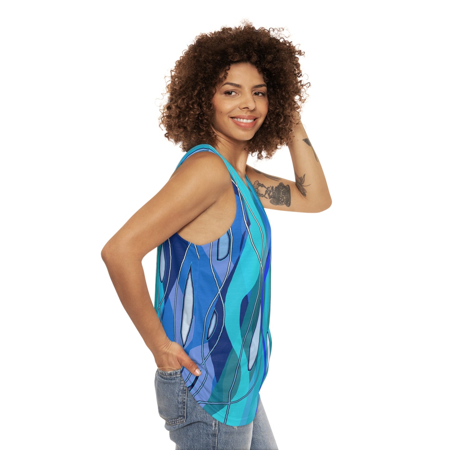 Wavy Blue Unisex Tank Top (AOP)