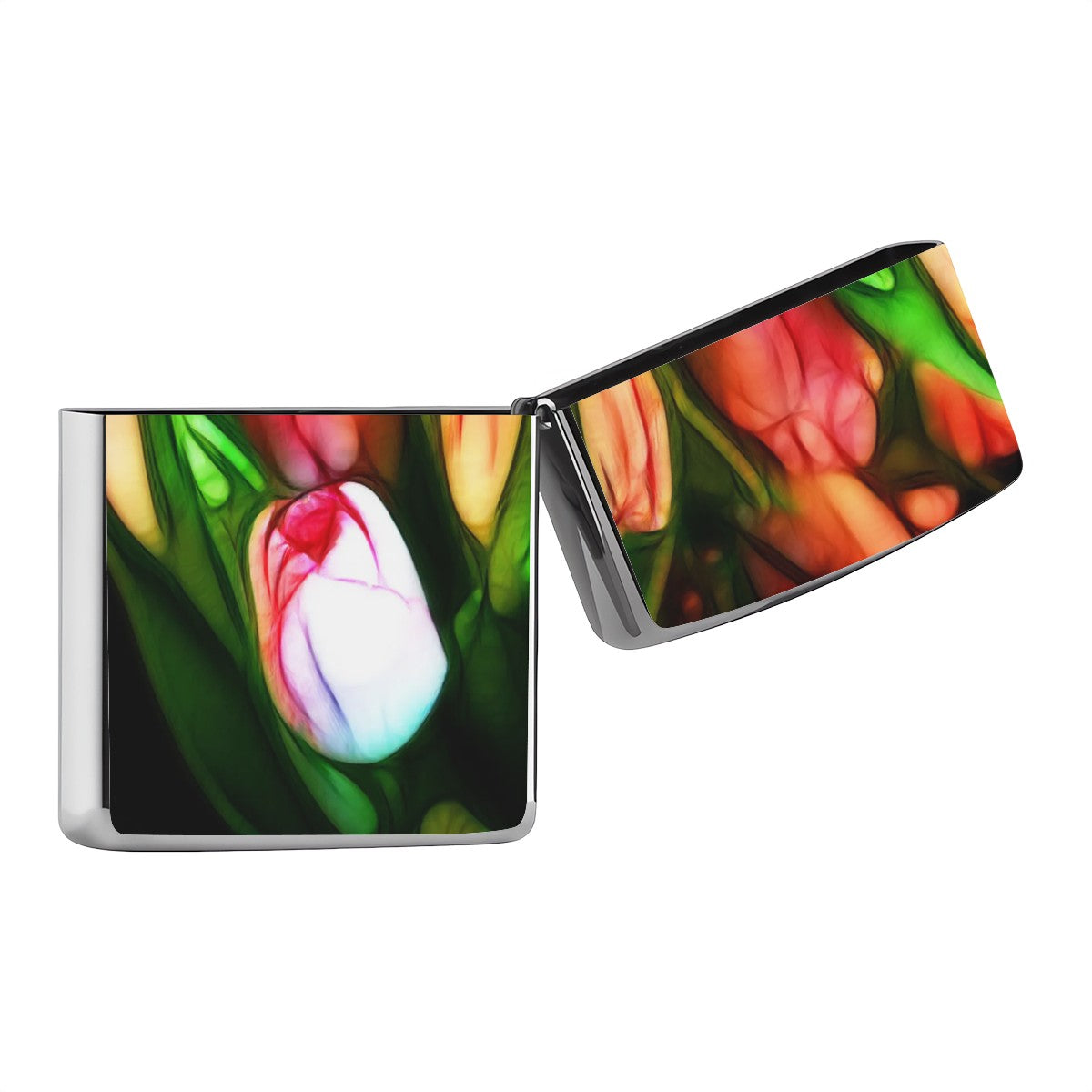 Metal Lighter Case Abstract Pink Tulips