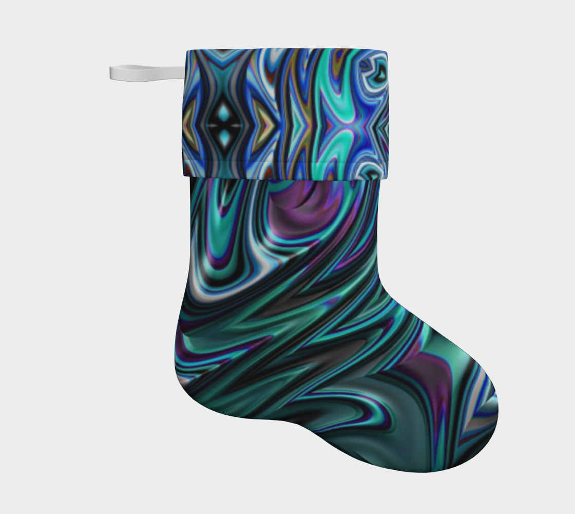 Blue Swirl Fractal Christmas Stocking