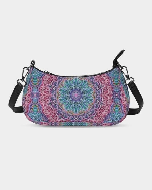Blue Red Snowflake Kaleidoscope Petite Canvas Pouch